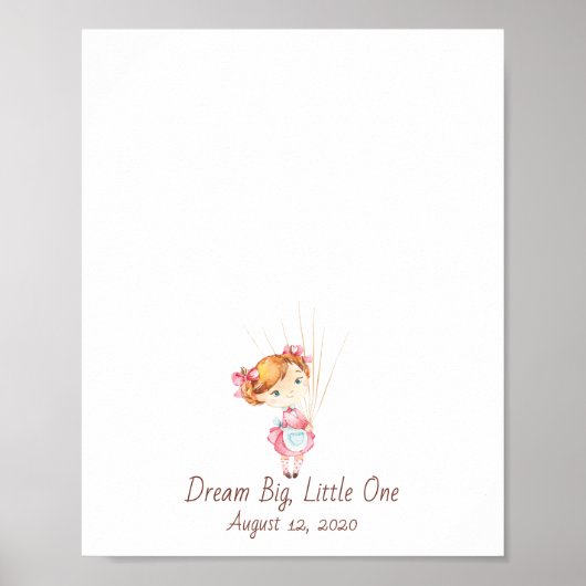 Baby Girl Fingerprint ballon Poster (Voorkant)