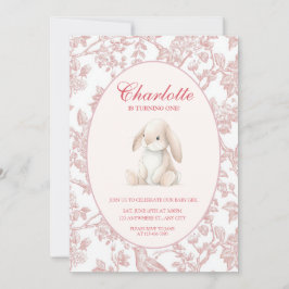 Baby Girl First Birthday Party Invitation Kaart