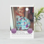 Baby Girl First Birthday Party Invitation Kaart (Staand voorkant)