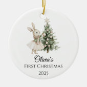 Baby Girl First Christmas Ornament Personalized (Voorkant)