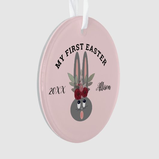 Baby Girl First Easter Pink Bunny Personalized Ornament (voorkant)