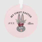 Baby Girl First Easter Pink Bunny Personalized Ornament (achterkant)