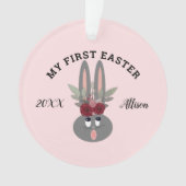 Baby Girl First Easter Pink Bunny Personalized Ornament (voorkant)