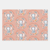 Baby Girl First kerst Elephant roze naam Inpakpapier Vel (Voorkant 2)