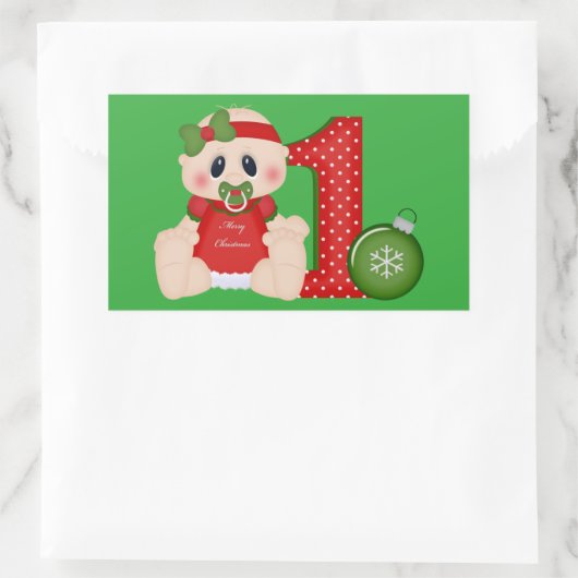 Baby Girl First Kerstfeestdag sticker (Tas)