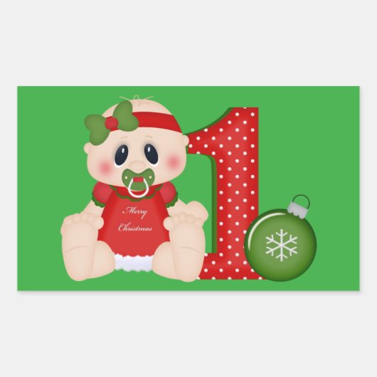 Baby Girl First Kerstfeestdag sticker (Voorkant)