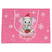 Baby Girl First Kerstmis Elephant Feestdagen Groot Cadeauzakje (Voorkant)