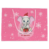 Baby Girl First Kerstmis Elephant Feestdagen Groot Cadeauzakje (Achterkant)