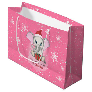Baby Girl First Kerstmis Elephant Feestdagen Groot Cadeauzakje