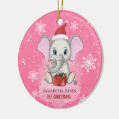 Baby Girl First Kerstmis Elephant Feestdagen Keramisch Ornament (Links)