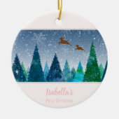 Baby Girl First Kerstmis Snowflake Foto Keramisch Ornament (Voorkant)