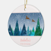 Baby Girl First Kerstmis Snowflake Foto Keramisch Ornament (Links)