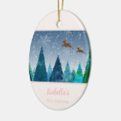 Baby Girl First Kerstmis Snowflake Foto Keramisch Ornament (Links)