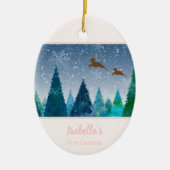 Baby Girl First Kerstmis Snowflake Foto Keramisch Ornament (Voorkant)