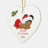 Baby Girl First KerstRed Santa Hat Puffs Keramisch Ornament (Links)