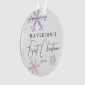 Baby Girl First Kerstroze Snowflakes Foto Ornament (voorkant)