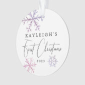 Baby Girl First Kerstroze Snowflakes Foto Ornament (voorkant)