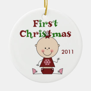 Baby Girl First-Ornament met kerstcadeaus Keramisch Ornament
