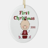 Baby Girl First-Ornament met kerstcadeaus Keramisch Ornament (Rechts)