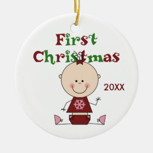 Baby Girl First-Ornament met kerstcadeaus Keramisch Ornament