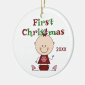 Baby Girl First-Ornament met kerstcadeaus Keramisch Ornament (Links)