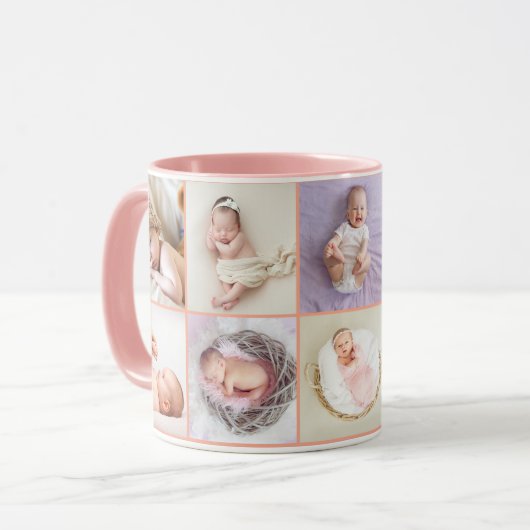 Baby girl first year photo collage script Pink Mok (Voorkant links)