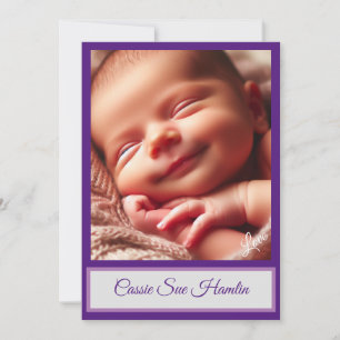 Baby Girl Flat Announcement Kaart