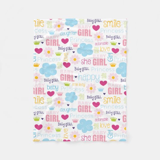 Baby Girl Fleece Deken (Voorkant)