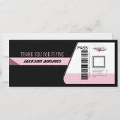Baby Girl Flight Ticket Invitation  Kaart (Achterkant)