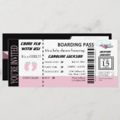 Baby Girl Flight Ticket Invitation  Kaart (Voorkant / Achterkant)