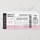 Baby Girl Flight Ticket Invitation  Kaart (Voorkant)