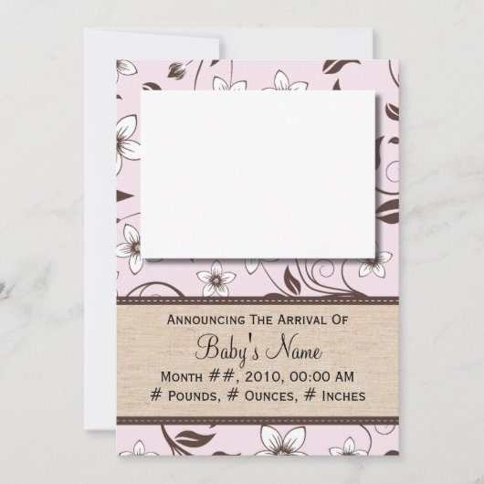 Baby Girl Floral Aankondiging (Voorkant)