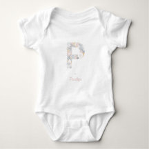 Baby Girl Floral Monogram Letter P Name Initialen