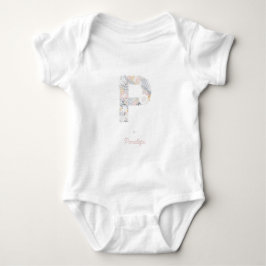 Baby Girl Floral Monogram Letter P Name Initialen Romper