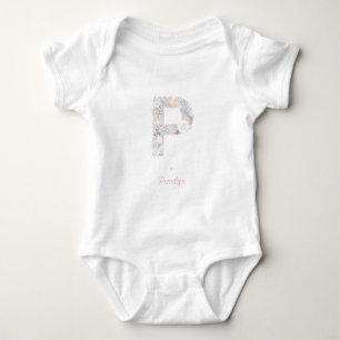 Baby Girl Floral Monogram Letter P Name Initialen Romper