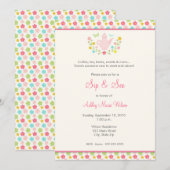 Baby Girl Floral Sip en zie Uitnodiging (Voorkant / Achterkant)