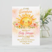 Baby Girl Floral Sunshine Shower Kaart (Staand voorkant)