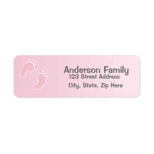 Baby Girl Foot Print Pink Address Label (Voorkant)