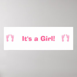 "Baby Girl Footprint" Persoonlijke banner Poster