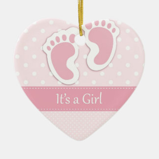Baby Girl Footprint Schattig Keramisch Ornament
