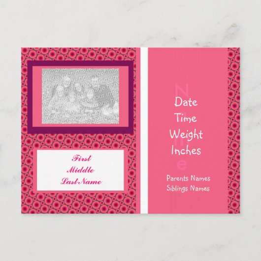 Baby Girl Foto aankondiging Sjabloon (Voorkant)