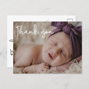 Baby Girl Foto Baby shower Modern Script Aankondigingskaart