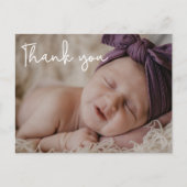 Baby Girl Foto Baby shower Modern Script Aankondigingskaart (Voorkant)