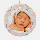 Baby Girl Foto Eerste Kerstmis Keramisch Ornament (Achterkant)