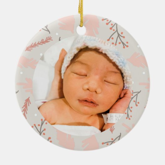 Baby Girl Foto Eerste Kerstmis Keramisch Ornament (Achterkant)