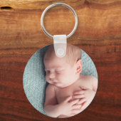 Baby Girl Foto Elegant Pink Birth Announding Sleutelhanger (Achterkant)
