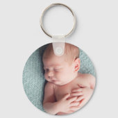 Baby Girl Foto Elegant Pink Birth Announding Sleutelhanger (Achterkant)
