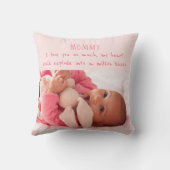 Baby Girl Foto en Schattig bericht aan moeder Kussen (Achterkant)