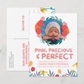 Baby Girl Foto geboorteaankondiging Aankondigingskaart (Voorkant / Achterkant)