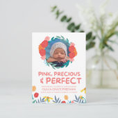 Baby Girl Foto geboorteaankondiging Aankondigingskaart (Staand voorkant)